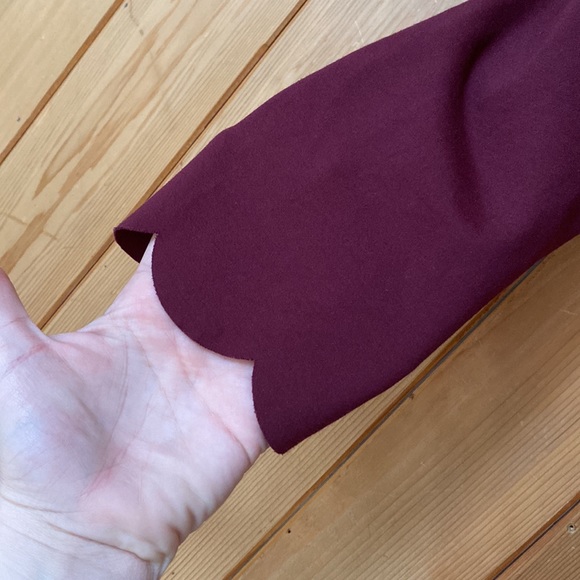 lulus burgundy scallop dress - Picture 4 of 5